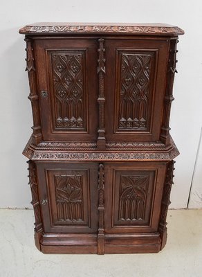 Small Antique Gothic Style Oak Cabinet For Sale At Pamono