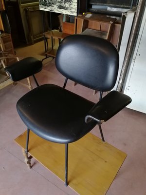 Chaise De Bureau Vintage En Metal Noir Et Cuir Italie Annees 80 En Vente Sur Pamono