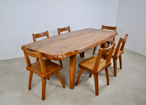 Mid Century Elm Dining Table Chairs, Mid Century Round Table And Chairs