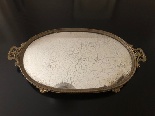 Antique Brass Mercury Mirror Glass Tray For At Pamono Antique Brass Mercury Mirror Glass