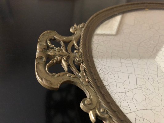 Antique Brass Mercury Mirror Glass Tray For At Pamono Antique Brass Mercury Mirror Glass
