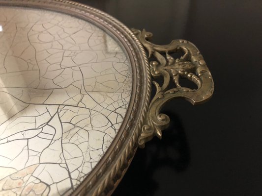 Antique Brass Mercury Mirror Glass Tray For At Pamono Antique Brass Mercury Mirror Glass