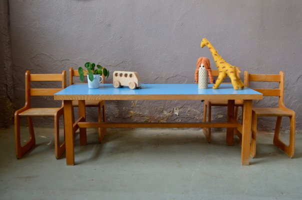 childrens table and bench set