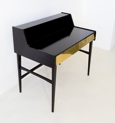 Italian Modern Desk With Brass Drawers 1950s For Sale At Pamono
