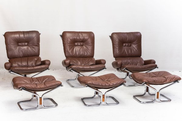 Rosewood Lounge Chairs And Ottoman Set, Leather Lounge Chair And Ottoman Set