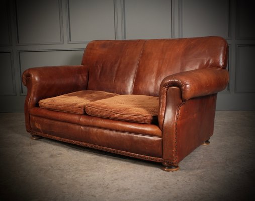 Vintage French Brown Leather Sofa 1920s For At Pamono Vintage French Brown Leather Sofa