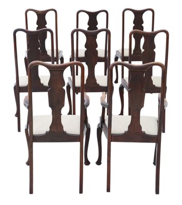 Antique Queen Anne Style Mahogany Dining Chairs Set Of 8 For At Pamono Antique Queen Anne Style Mahogany, Queen Anne Mahogany Dining Chairs