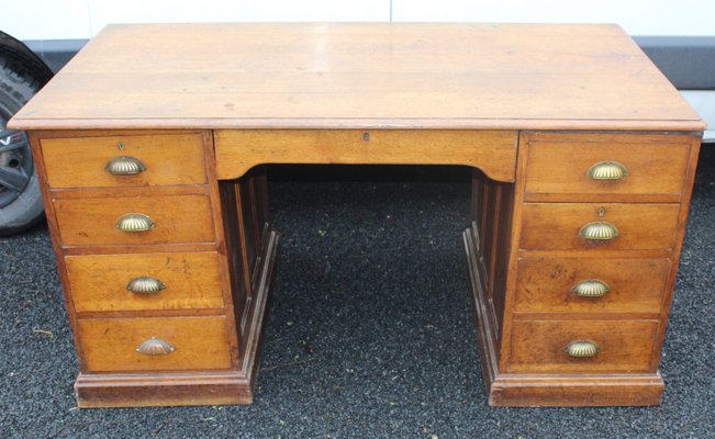 Large Solid Pine And Oak Pedestal Desk 1920s For At Pamono Large Solid Pine And Oak Pedestal Desk