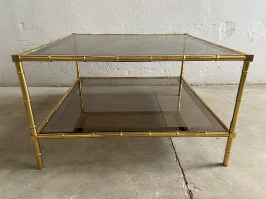 Brass Faux Bamboo Console Table, 1970s for sale at Pamono