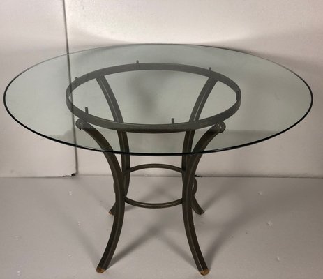 Iron Glass Dining Table By Pierre, Round Glass Dining Table With Black Metal Base