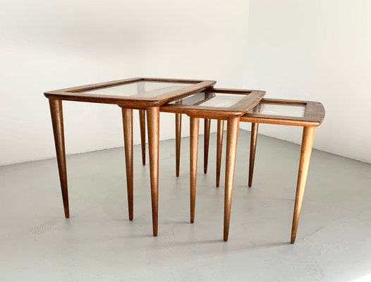 Cherry Coffee Tables By Carlo De Carli 1950s Set Of 3 For Cherry Coffee Tables By Carlo De Carli