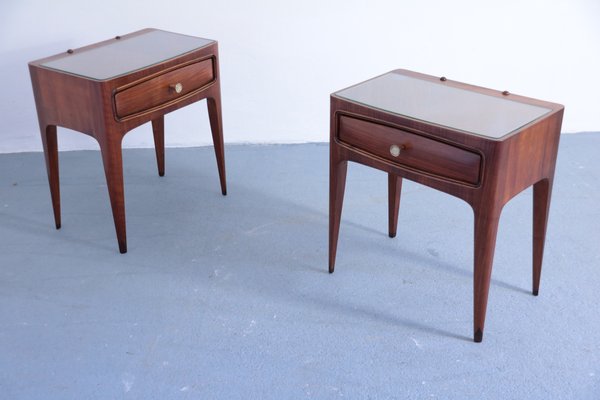 Vintage Rosewood And Glass Nightstands Set Of 2 For Sale At Pamono