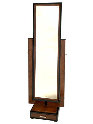 Art Deco French Standing Mirror 1930s, Standing Mirror Wooden Frame