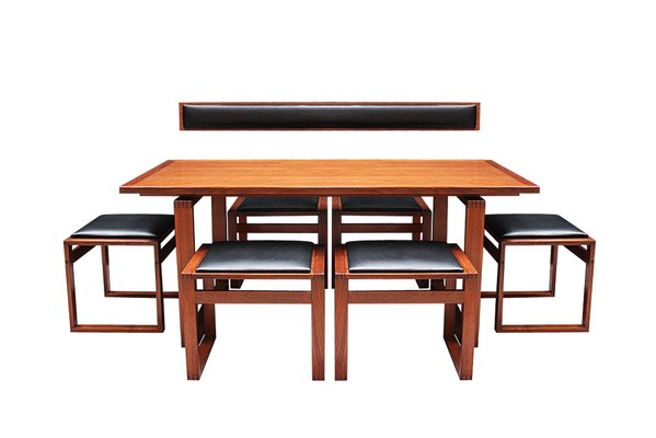 Danish Teak Dining Table Chairs Set, Mid Century Modern Round Dining Table Set For 6 Persons