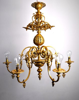 Antique Industrial 60cm Tall French Chandelier X6 Available Vintage 