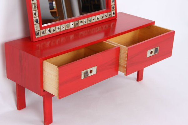 Red dresser with mirror deals