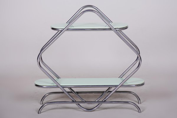 Bauhaus Style Czech Chrome And Glass Etagere By Thonet 1930s For