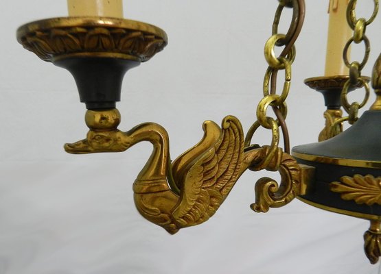 French Empire Style Chandelier 1940s, French Empire Chandelier Bronze
