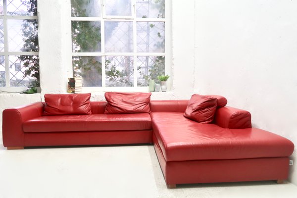 Vintage Leather Corner Sofa From Ewald, Red Leather L Shaped Couch