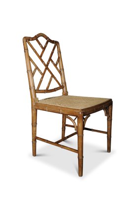 Chinese Chippendale Style Bamboo and Rattan Side Chair 1930s