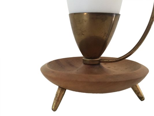 Vintage Glass Wood Desk Lamp From Stilnovo 1950s For Sale At Pamono