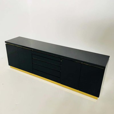 Hollywood Regency Style Black Lacquered Credenza By Jean Claude