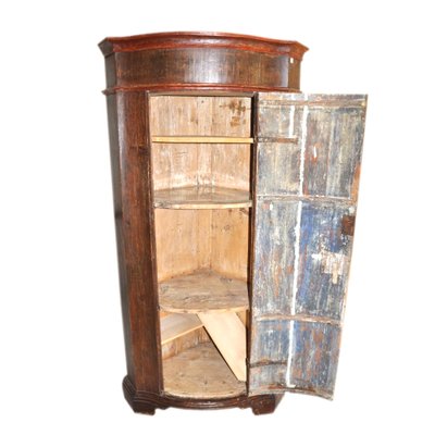 Armoire Vitrine D'angle Style Baroque Antique - Dimensions 72x52x105 Cm - Marron - Neuf
