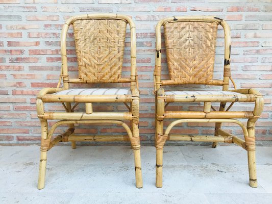 Mid Century Bamboo Chairs Set Of 2 For Sale At Pamono