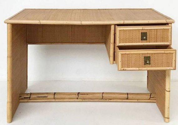 Italian Bamboo And Rattan Desk From Del Vera 1970s For At Pamono Bamboo And Rattan Desk From Del Vera