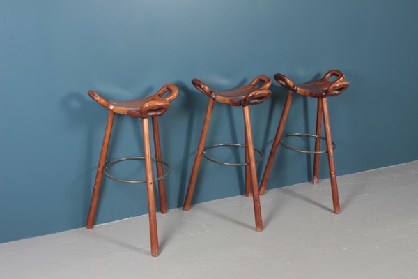 Spanish Bar Stools 1960s Set Of 3 For, Teal Bar Stools Set Of 3
