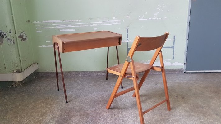 wooden childrens desk and chair