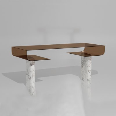 Italian Clasp Marble Pigmented Resin Writing Desk By Sors For