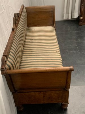 【Lion2525】SERIEUX SOFA 1900 Antique Empire Charles X Inlaid Walnut & Brass Sofa, 1910s