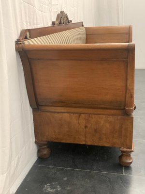 【Lion2525】SERIEUX SOFA 1900 Antique Empire Charles X Inlaid Walnut & Brass Sofa, 1910s