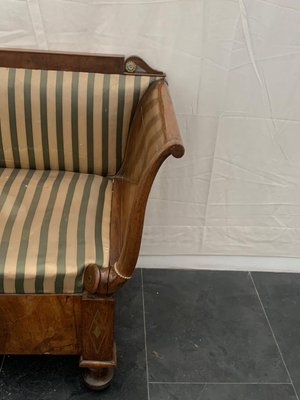 【Lion2525】SERIEUX SOFA 1900 Antique Empire Charles X Inlaid Walnut & Brass Sofa, 1910s