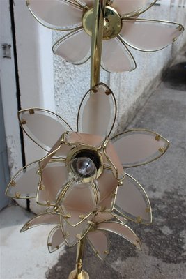 Italian Glided Metal Lotus Flower Floor, Lotus Flower Table Touch Lamp