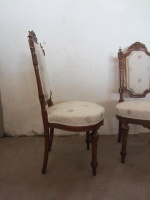 Antique French Carved Walnut Dining Chairs Set of 2