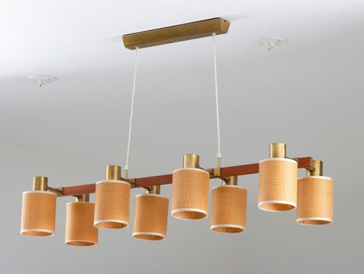 Mid Century Modern Swedish Teak Rattan Ceiling Lamp From Ateljé Lyktan 1960s For At Pamono - Mid Century Style Ceiling Lights