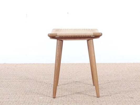 Mid Century Modern Oak Paper Cord Stool Or Ottoman By Galerie Mobler For Sale At Pamono