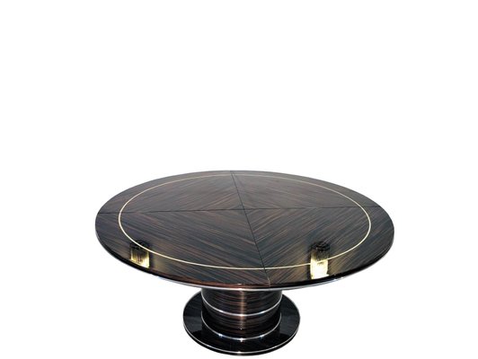 Art Deco Style Round Macassar Dining, Art Deco Style Round Dining Table