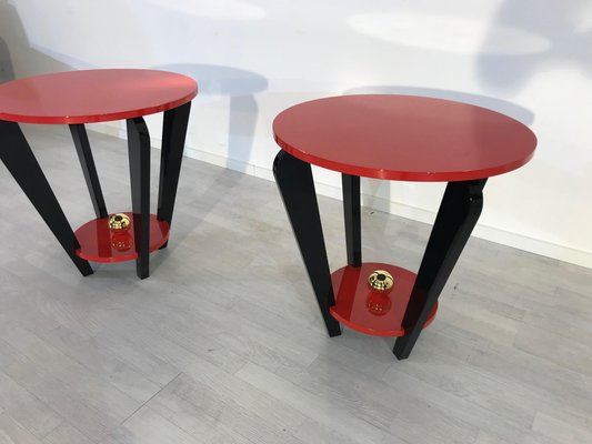 Industrial Chic Wooden Side Table Red Co Set of 2 