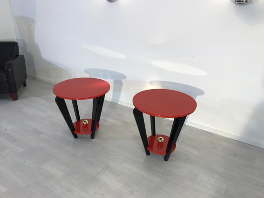 Industrial Chic Wooden Side Table Red Co Set of 2 