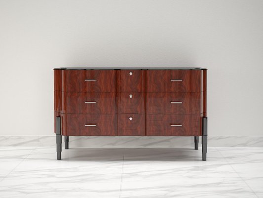 Art Deco High Gloss Walnut Chest Of Drawers For Sale At Pamono