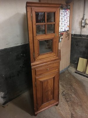 Antique Biedermeier Cherry Glass Corner Cabinet 1819 Bei Pamono