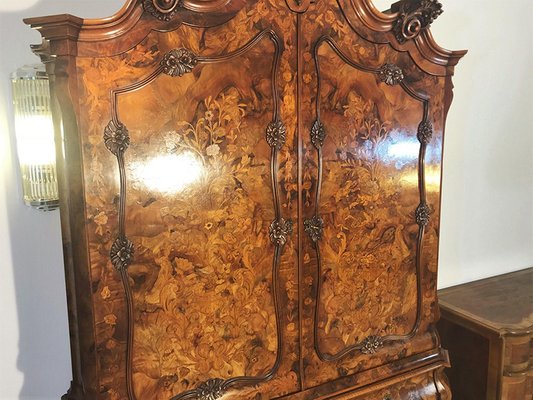Antique Baroque Style Floral Ornamented Armoire For Sale At Pamono