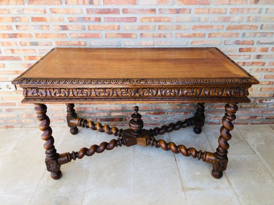 Antique Walnut Wrought Iron Desk For Sale At Pamono