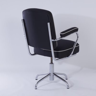 Desk Chair With Armrests By Fana Metal 1950s Re Upholstered For