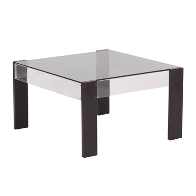 Small Square Vintage Coffee Table Made, Small Square Black Glass Coffee Table