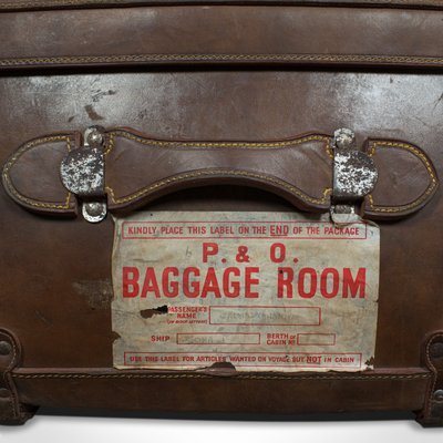 Valigia da viaggio grande antica in pelle, Regno Unito in vendita su Pamono
