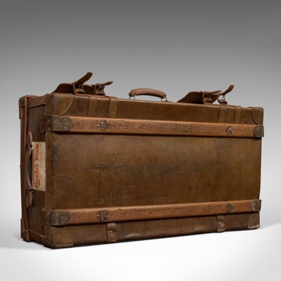 Antique Leather Travelers Trunk or Large Suitcase 
